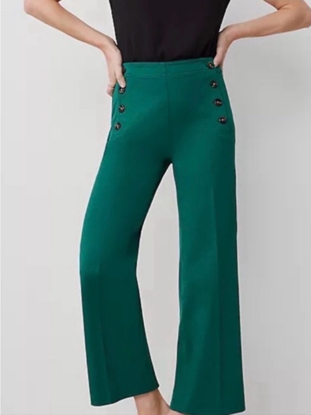 NWT Ann Taylor Sailor Grace Straight Ankle Pants In Fresh Evergreen Size 8T
